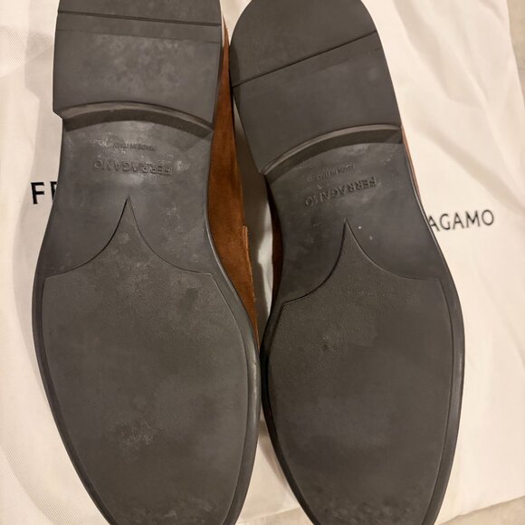 Pristine Condition Brown Suede Ferragamo Penny Loafers